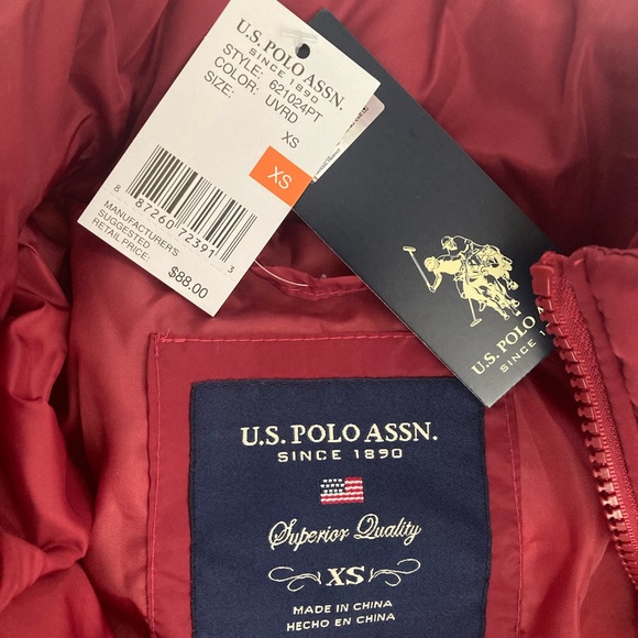 US POLO ASSN Fitted Puffer Jacket XS NEW with tags - Picture 4 of 4